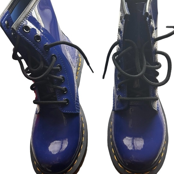 Blue Patent Leather Women's Boots - Picture 4 of 11